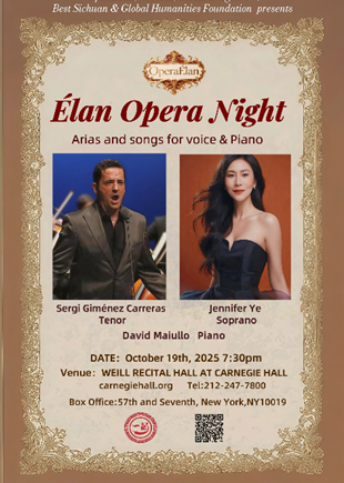 Opera’s Brilliance Takes Center Stage at Weill Recital Hall, Carnegie Hall -Sergi Giménez Carreras and Jennifer Qian Ye Headline Opera Night